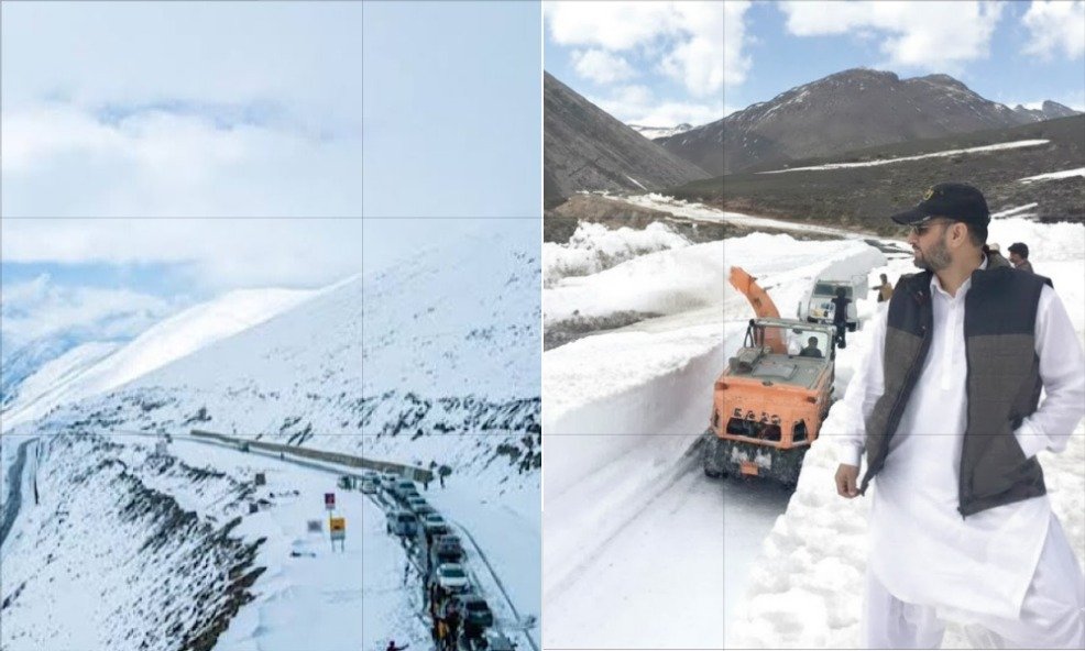 ببوسر ٹاپ پر برفباری کے دلکش مناظر، سیاحوں کی بڑی تعداد