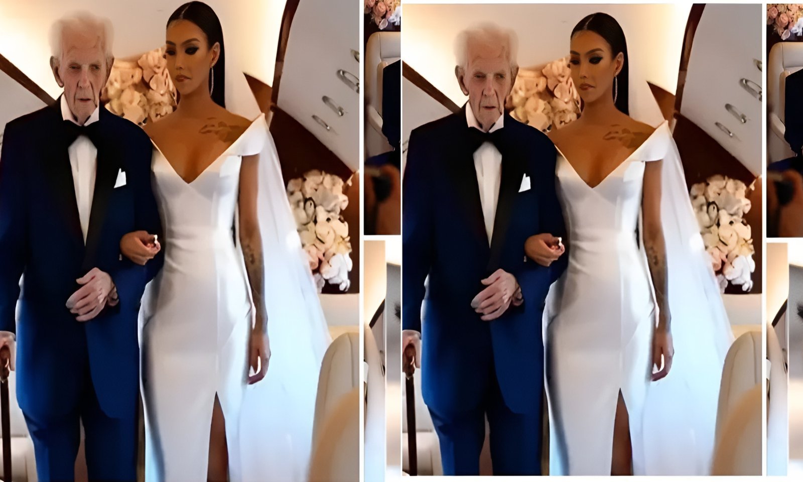 90 سالہ شخص کی 25 سالہ لڑکی سے ہوائی جہاز میں شادی وائرل