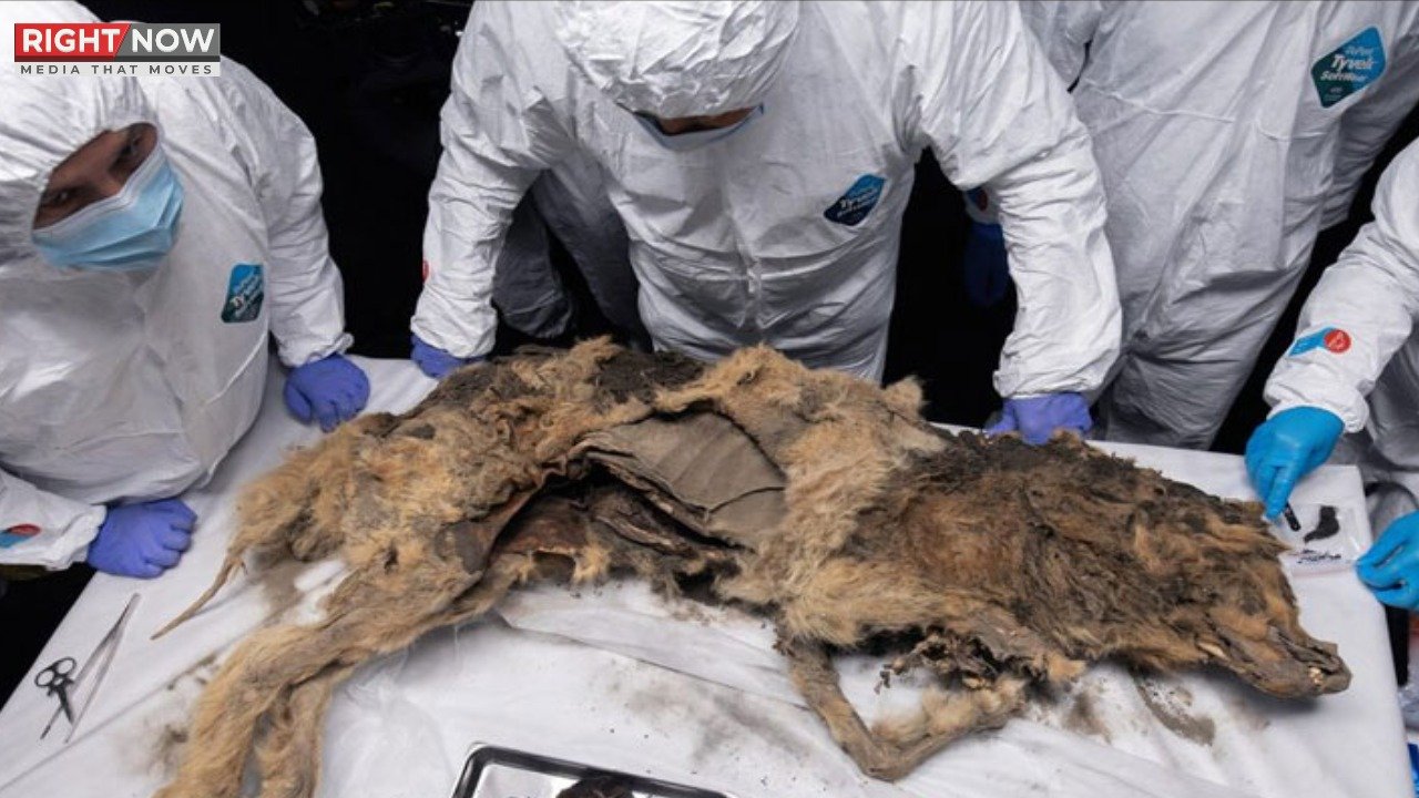 سائبیریا میں برف میں منجمد بھیڑیے کے پیٹ میں گوشت کا انکشاف