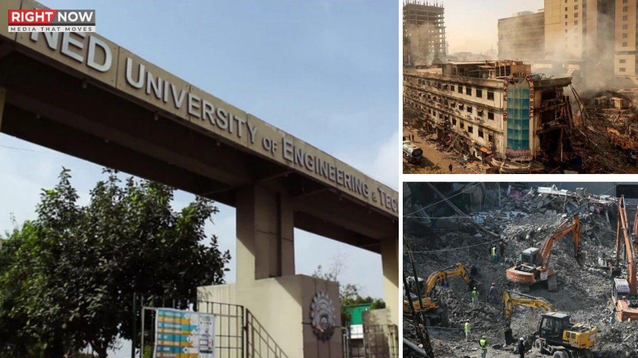 گل پلازہ سانحہ، این ای ڈی یونیورسٹی کی ٹیم کا دورہ