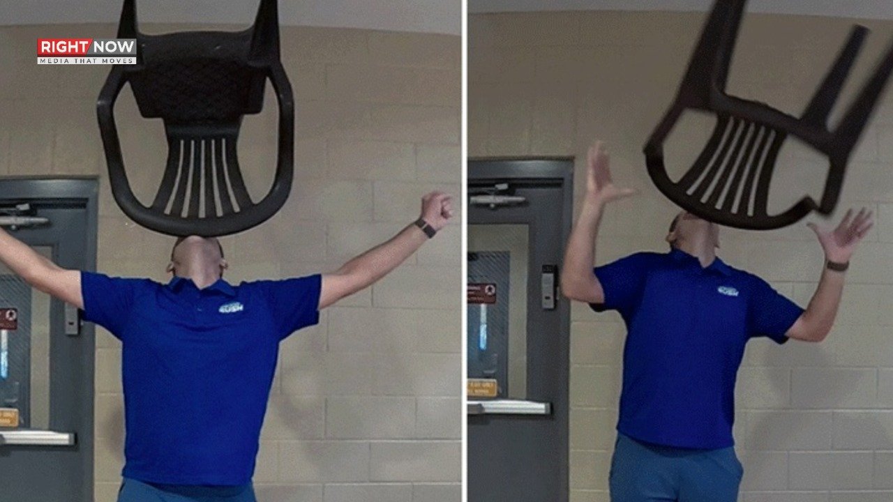 ڈیوڈ رش نے تھوڑی پر کرسی کھڑی کر کے نیا عالمی ریکارڈ بنایا