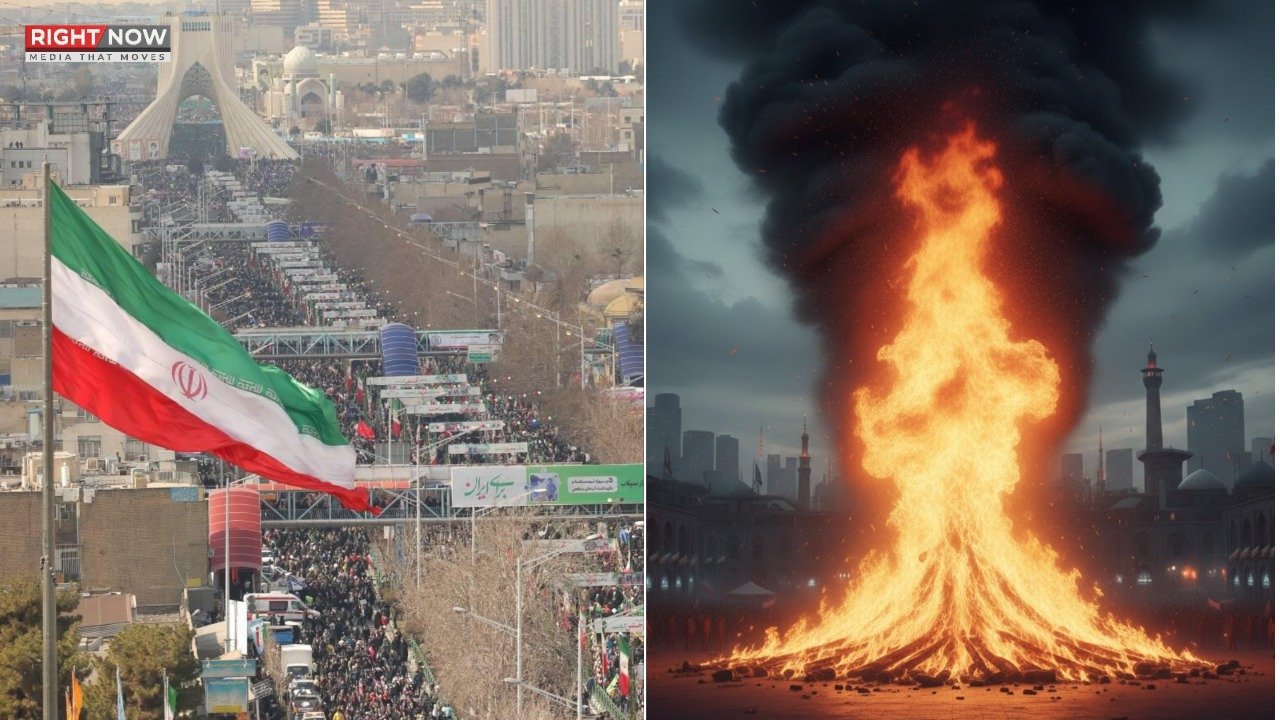 تہران میں انقلابی تقریبات میں بعل کے مجسمے کو آگ لگا دی گئی