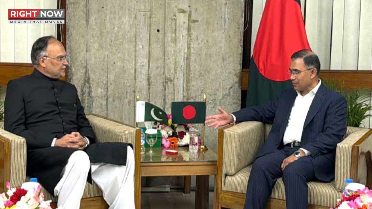 احسن اقبال کی بنگلہ دیش میں طارق رحمان سے ملاقات، مبارکباد پیش