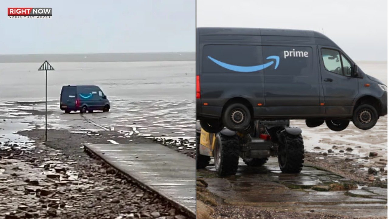 ایمازون وین برطانیہ کے خطرناک ساحلی راستے پر پھنس گئی