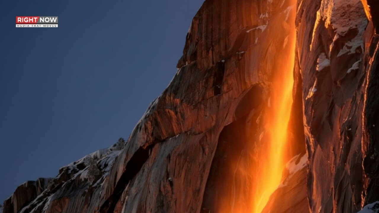 کیلیفورنیا کی آبشار میں فروری میں لاوا جیسا منظر