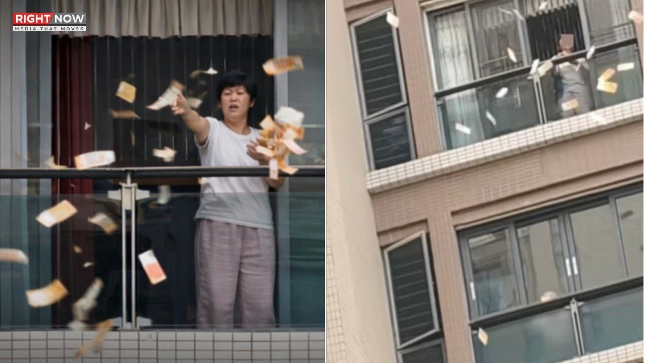 چین، شوہر سے لڑائی پر بیوی نے کھڑکی سے نوٹ لٹائے