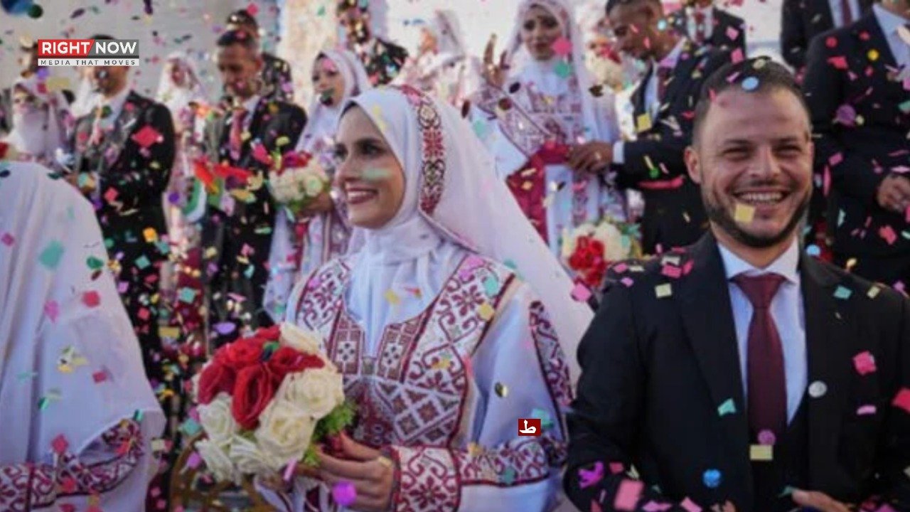غزہ میں 150 فلسطینی جوڑوں کی اجتماعی شادی